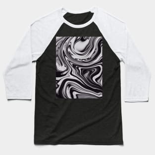 Black and White Groovy 70s Marbling Swirls 2 Baseball T-Shirt